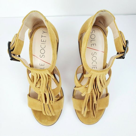 Sole Society DELILAH Suede Fringe Heels Sz 5 EUC - Picture 4 of 10